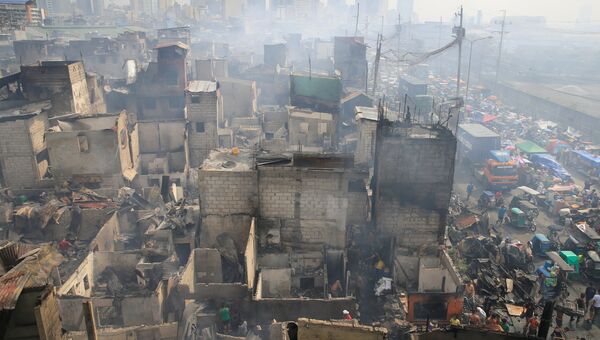 Последствия пожара в Маниле, Филиппины. 8 февраля 2017