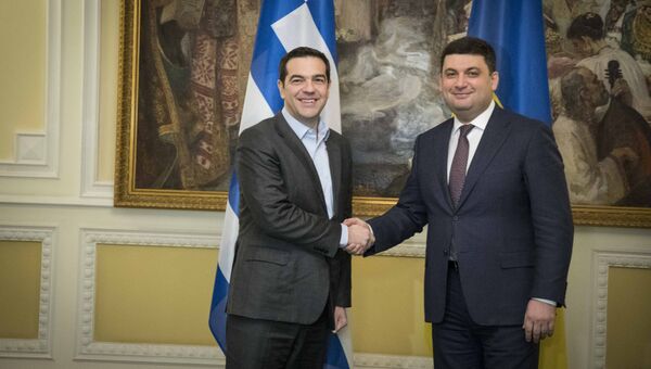 Встреча премьера Греции Алексиса Ципраса с премьером Украины Владимиром Гройсманом в Киеве