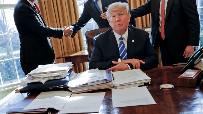 Президент США Дональд Трамп в Овальном кабинете Белого дома. Архивное фото