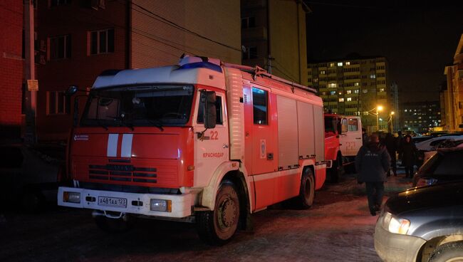 Пожар в многоэтажном жилом доме в Краснодаре