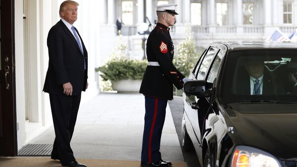 Президент США Дональд Трамп около автомобиля