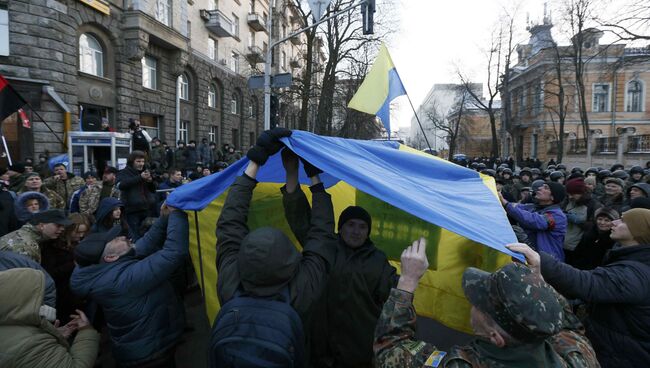 Митинг в Киеве в поддержку торговой блокады Донбасса