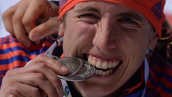 Сюзан Данкли (США), завоевавшая серебряную медаль в масс-старте среди женщин на чемпионате мира по биатлону в австрийском Хохфильцене