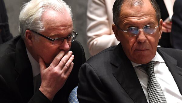 Виталий Чуркин и Сергей Лавров на заседании Совета Безопасности ООН