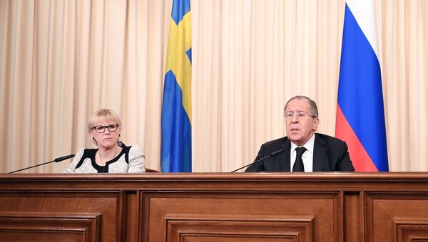 Министры иностранных дел РФ и Швеции Сергей Лавров и Маргот Вальстрем на пресс-конференции по итогам встречи. 21 февраля 2017
