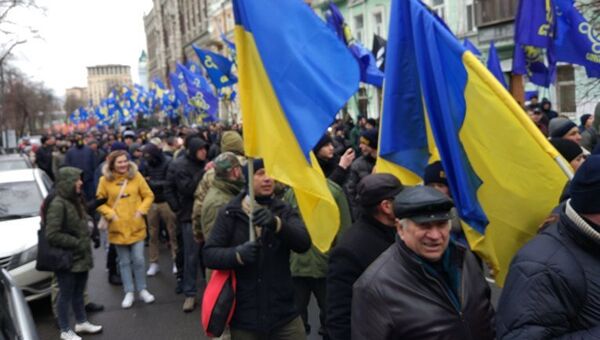 Марш, приуроченный к третьей годовщине гибели людей в центре Киева в 2014 году. 22 февраля 2017