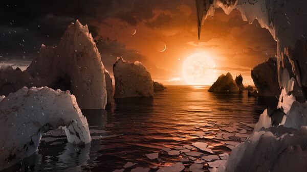 Так художник представил себе планету TRAPPIST-1f, ближайший кандидат на роль двойника Земли