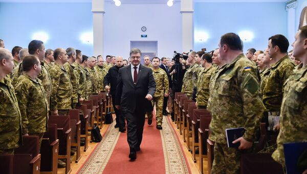 Президент Украины Петр Порошенко на оперативных сборах руководящего штаба Вооруженных сил Украины в Киеве. 22 февраля 2017