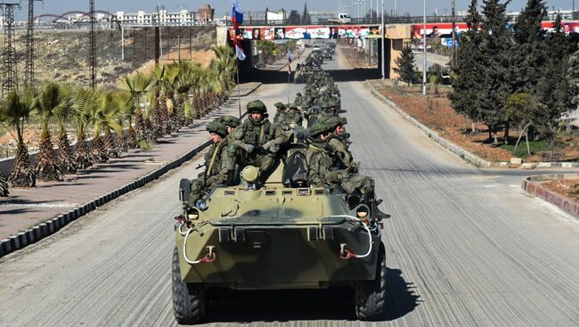 Отправка военных инженеров международного противоминного центра ВС РФ из Алеппо. Архивное фото