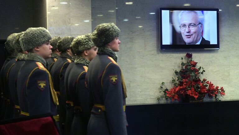 Церемония прощания с постоянным представителем РФ при ООН Виталием Чуркиным