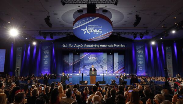 Выступление президента США Дональда Трампа на консервативной конференции в пригороде Вашингтона