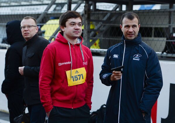Промоутер российского этапа Формулы 1 Сергей Воробьев перед стартом легкоатлетического забега по трассе Гран-при России Формулы-1 в Сочи