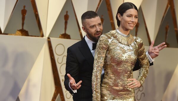 Джастин Тимберлейк и Джессика Бил на 89-й церемонии вручения Оскара в Лос-Анджелесе