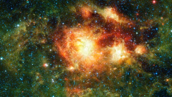 Фотография скопления звезд NGC 3603 сделанная инфракрасным космическим телескопом WISE