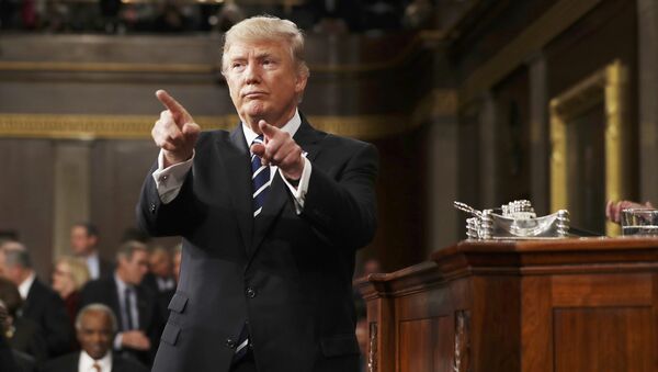 Президент США Дональд Трамп во время выступления перед конгрессом. 28 февраля 2017
