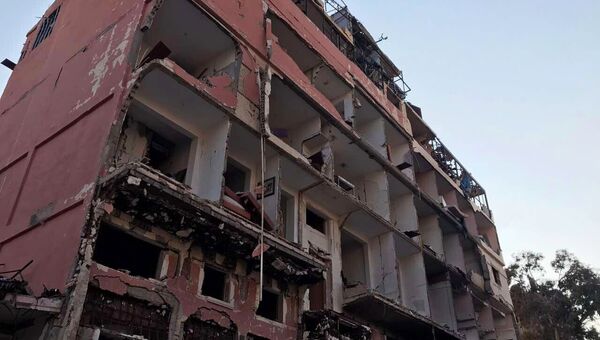 Разрушенные в результате боевых действий дома в жилой части города Пальмира в сирийской провинции Хомс