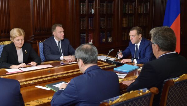 Председатель правительства Дмитрий Медведев проводит совещание с вице-премьерами. 6 марта 2017