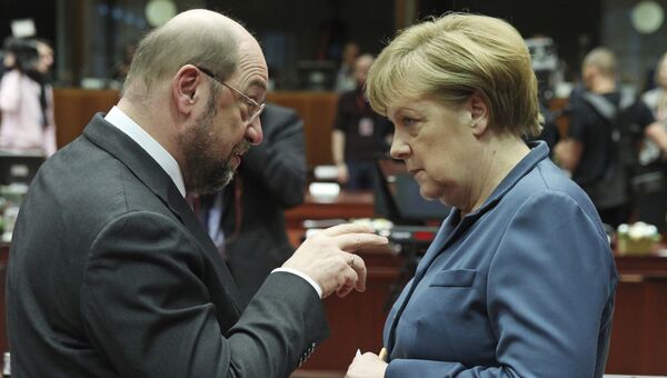 Канцлер Германии Ангела Меркель и Мартин Шульц. Февраль 2017 года