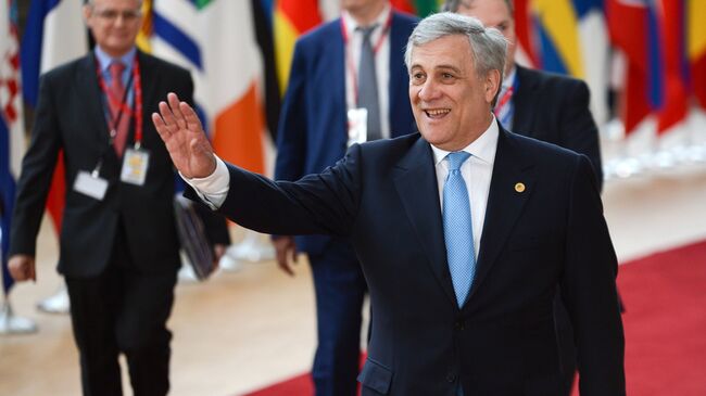 Председатель Европарламента Антонио Таяни перед началом встречи глав государств и правительств стран Евросоюза в Брюсселе. 9 марта 2017