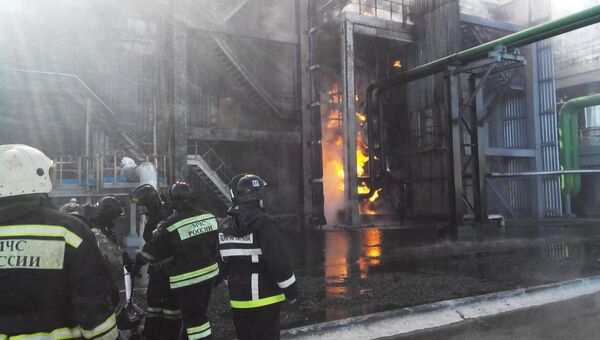 Пожар на территории предприятия Куйбышевазот в Тольятти