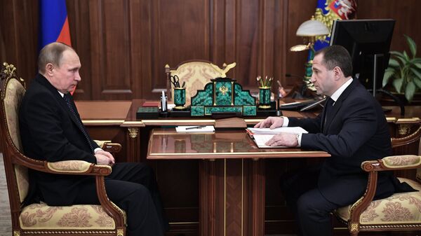Президент РФ Владимир Путин и полномочный представитель президента в Приволжском федеральном округе Михаил Бабич во время встречи. 13 марта 2017