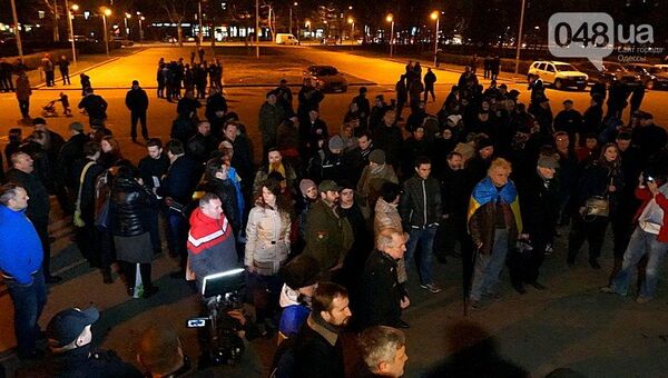 Митинг в поддержку торговой блокады Донбасса в Одессе. 14 марта 2017