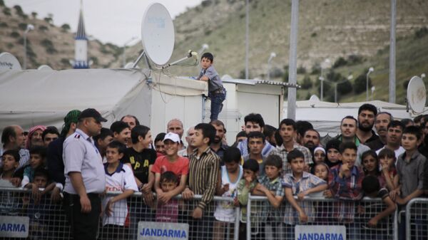 Лагерь беженцев на турецко-сирийской границе в Газиантепе