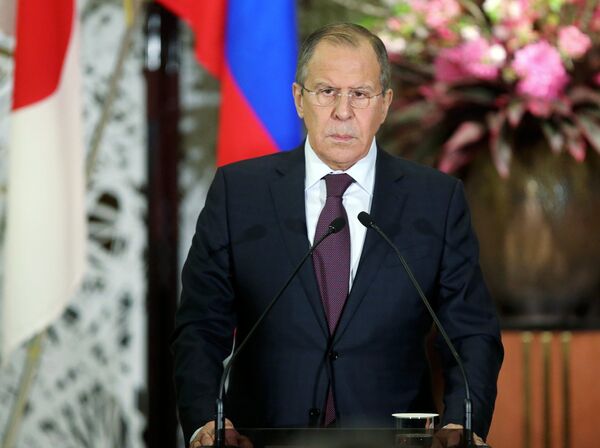 Министр иностранных дел РФ Сергей Лавров на пресс-конференции по итогам переговоров в формате два плюс два в Токио Министр иностранных дел РФ Сергей Лавров на пресс-конференции по итогам переговоров в формате два плюс два в Токио