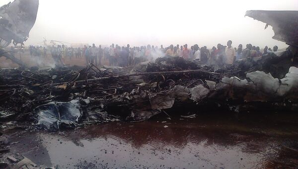 Место крушения самолета в Южном Судане