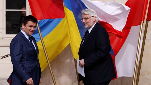 Министры иностранных дел Польши и Украины Витольд Ващиковский и Павел Климкин во время встречи в Варшаве