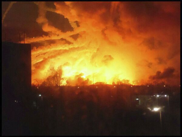 Пожар на складе боеприпасов в городе Балаклея Харьковской области