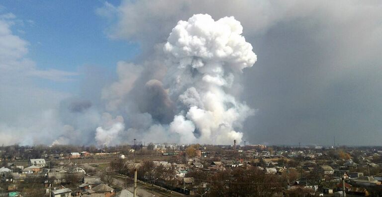 Пожар на складе боеприпасов в городе Балаклея Харьковской области. 23 марта 2017