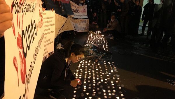 Акция протеста против убийства французскими полицейскими китайца в Париже