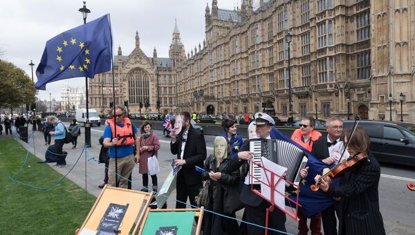 Противники выхода Великобритании из Европейского Союза на улице Лондона
