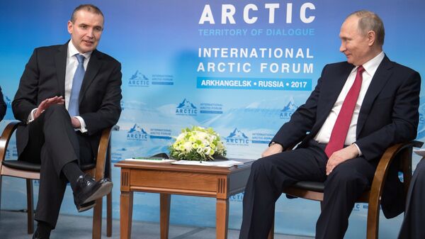 Президент РФ Владимир Путин и президент Исландии Гудни Йоханнессон во время встречи в Архангельске. 30 марта 2017