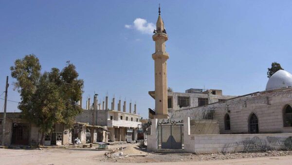 Разрушенные здания на одной из улиц города Дейр-Хафир в провинции Алеппо. Архивное фото