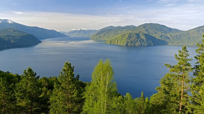 Алтайский заповедник. Вид с горы Чичелган на Телецкое озеро. Архивное фото