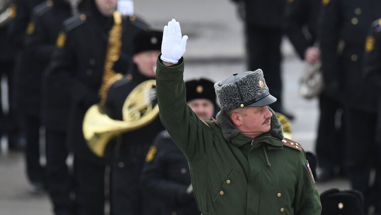 Совместная тренировка пеших парадных расчетов войск Московского гарнизона и механизированной колонны к участию в военном параде на Красной площади 9 мая 2017 года