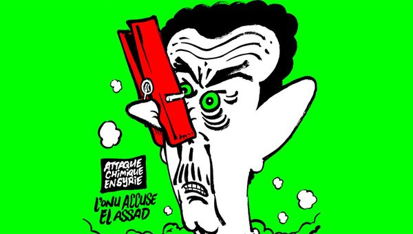 Карикатура Charlie Hebdo на Башара Асада с прищепкой на носу