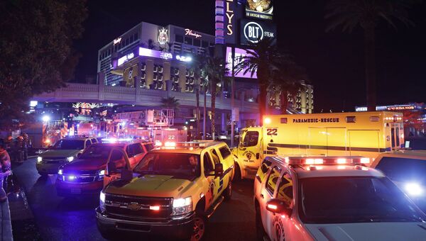На месте пожара в одном из крупнейших в мире отелей-казино Белладжио в Лас-Вегасе, США. 14 апреля 2017