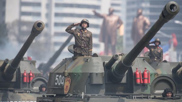 Военный парад в Пхеньяне. 15 апреля 2017
