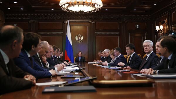 Премьер-министр РФ Д. Медведев проводит заседание президиума совета при президенте РФ по стратегическому развитию. 18 апреля 2017