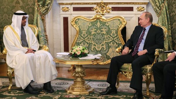 Президент РФ Владимир Путин и наследный принц Абу-Даби Мухаммед Аль Нахайян. Архивное фото