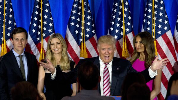 Дональд Трамп с супругой Меланией, дочерью Иванкой и зятем Джаредом Кушнером