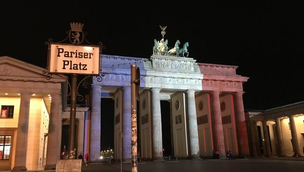 Браденбургские ворота подсветили французским флагом в память о жертвах теракта в Париже