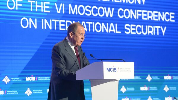 Министр иностранных дел РФ Сергей Лавров на VI Московской конференции по международной безопасности. 26 апреля 2017