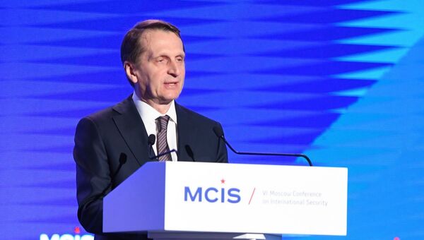 Директор Службы внешней разведки РФ Сергей Нарышкин выступает на VI Московской конференции по международной безопасности. 27 апреля 2017
