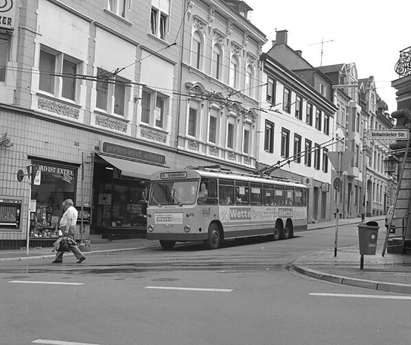 Троллейбус Solingen в городе Вупперталь-Вохвинкель. Германия, 1986 год