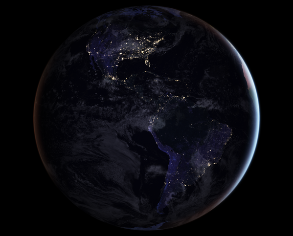 Ночная карта полушария Земли