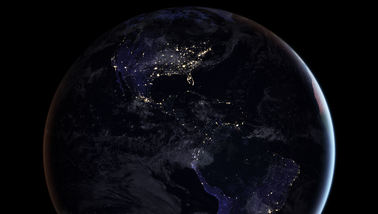 Ночная карта полушария Земли